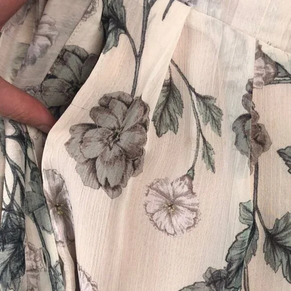 ASTR Boho Floral Print Midi Wrap Dress Short Sleeve V-Neck Sundress Size M Pink - Picture 7 of 8